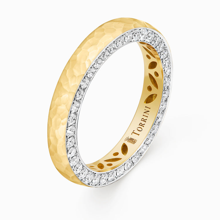 Torrini Classic Ring with Diamonds, 3.5mm – Double Row, Yellow Gold