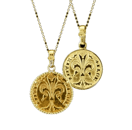 Original Florin coin necklace in 24-carat gold, handmade in Florence